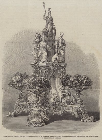 Getuigenis gepresenteerd aan de zeer eerbiedwaardige W G Hayter, baronet, MP, door Lord Palmerston, namens 365 leden van het Lagerhuis door English School