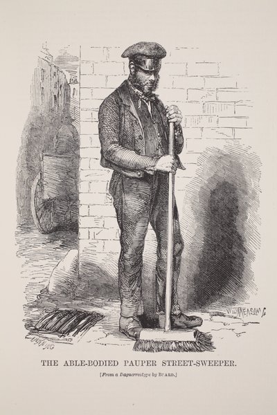 De Arbeidsbekwame Pauper Straatveger, naar de daguerreotype door Richard Beard, illustratie uit London Labour and London Poor door Henry Mayhew, pub. 1862 door English School