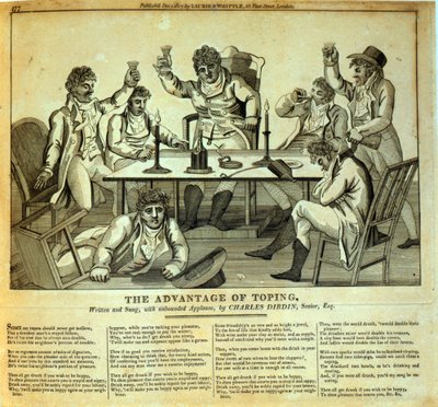 Het Voordeel van Drinken, Geschreven en Gezongen door Charles Dibdin, uitgegeven door Laurie & Whittle, 1807 door English School