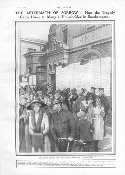 De nasleep van verdriet: hoe de tragedie thuis kwam bij veel huishoudens in Southampton, uit The Sphere, 27 april 1912 door English School