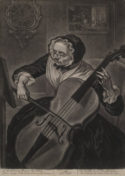 De Oude Flierefluiter, ca. 1750 (mezzotint) door English School