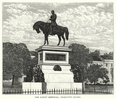 Het Albert Memorial, Charlotte Square (gravure) door English School