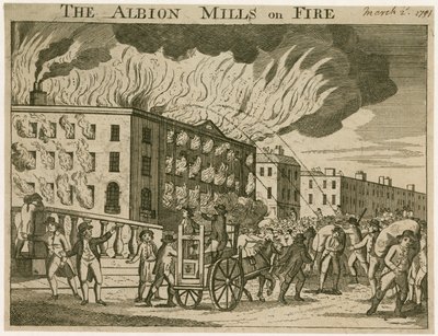 De Albion Mills in brand door English School