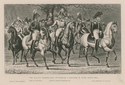 De Geallieerde Vorsten bij een parade in Hyde Park, 1814 door English School