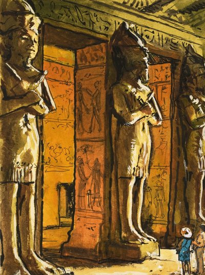 De oude Egyptische tempel in Abu Simbel door English School