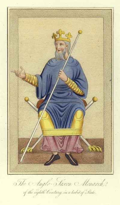 De Angelsaksische monarch van de 8e eeuw in staatsgewaad door English School