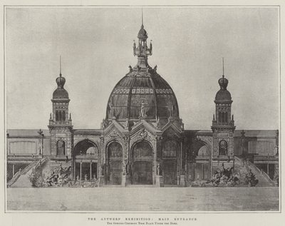 De tentoonstelling van Antwerpen, hoofdingang (gravure) door English School