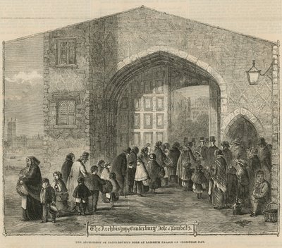 De aalmoes van de Aartsbisschop van Canterbury in Lambeth Paleis op Eerste Kerstdag door English School