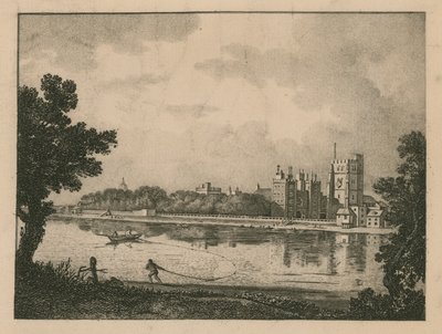 Het Aartsbisschoppelijk Paleis van Lambeth naar een schilderij van Marlow door English School