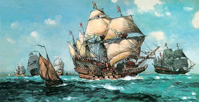 De Ark Royal vaart om de Armada te ontmoeten door English School
