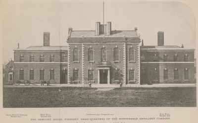 Het Armoury House, Finsbury, Hoofdkwartier van de Honourable Artillery Company door English School