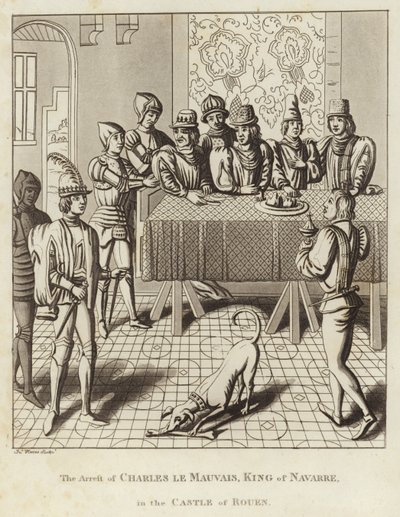 De arrestatie van Karel de Slechte, koning van Navarra, in het kasteel van Rouen door English School