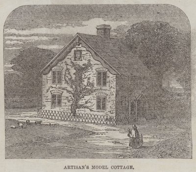 De Suburbane Cottage Beweging van Ambachtslieden (gravure) door English School