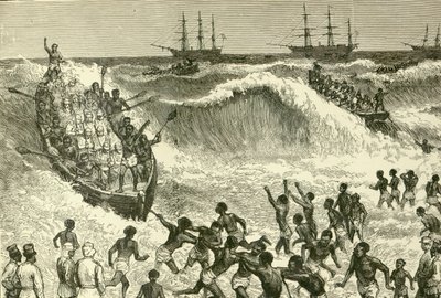De Ashantee Oorlog, (landing van troepen aan de Goudkust) door English School