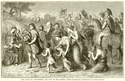 De as van Philopoemen, de laatste van de Grieken, in plechtige processie naar Megalopolis gedragen door English School