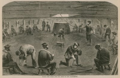 De Atlantische Kabel; Het leggen van de kabel in het ruim van de Agamemnon door English School