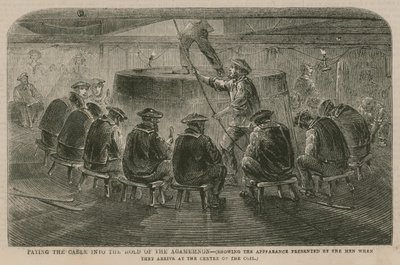 De Atlantische Kabel; Het leggen van de kabel in het ruim van de Agamemnon door English School