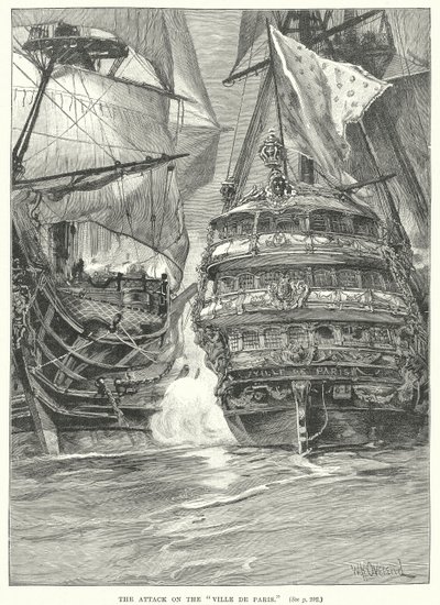 De aanval op de "Ville de Paris" (gravure) door English School