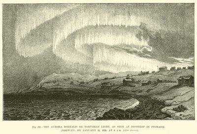 Het noorderlicht, gezien in Bossekop in Finmark (Noorwegen), op 21 januari 1839, om 18:00 uur door English School