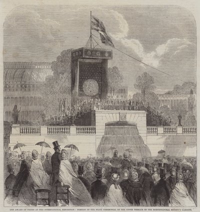 De Prijsuitreiking op de Internationale Tentoonstelling, Deel van de Staatsceremonie op het Bovenste Terras van de Tuinen van de Tuinbouwmaatschappij door English School