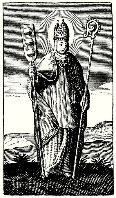 De bakkersheilige, St. Honore (gravure) door English School