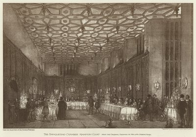De Banketzaal, Hampton Court (litho) door English School