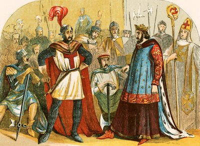 De baronnen wonen het parlement bij, bijeengeroepen door Hendrik III door English School