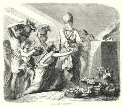 De mand met eerstelingen (gravure) door English School