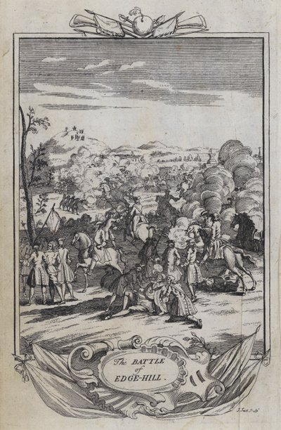 De slag bij Edge Hill (gravure) door English School