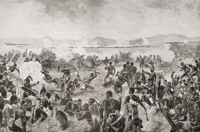 De slag bij Ulundi in 1879 met de laatste aanval van de Zulu