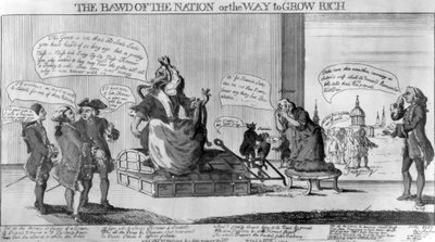 De Hoer van de Natie, of de Weg naar Rijkdom, uitgegeven door Matthew Darly, 1757 door English School