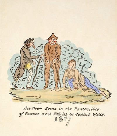 De beren scène in de pantomime van gnomen en feeën bij Sadler