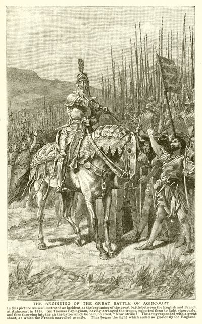 Het Begin van de Grote Slag bij Agincourt door English School