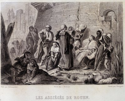 De Belegerden van Rouen (gravure) door English School