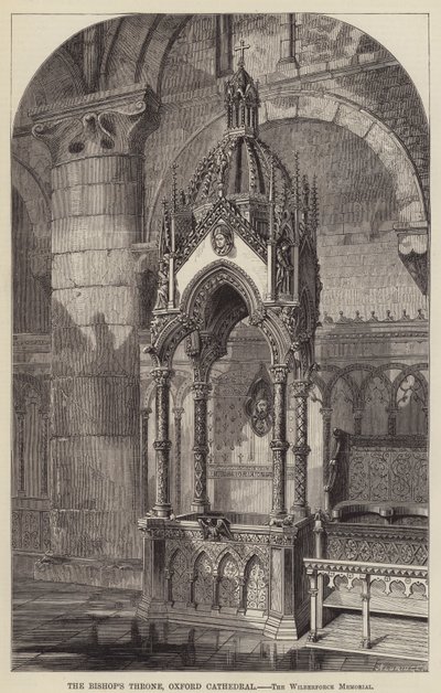 De bisschopstroon, Oxford Cathedral, het Wilberforce Memorial door English School