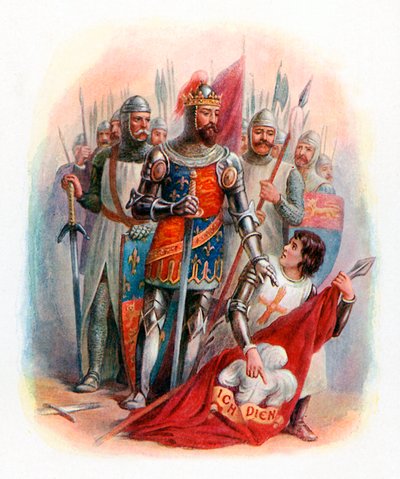 De Zwarte Prins vindt de banier van de koning van Bohemen op het slagveld bij Crecy door English School