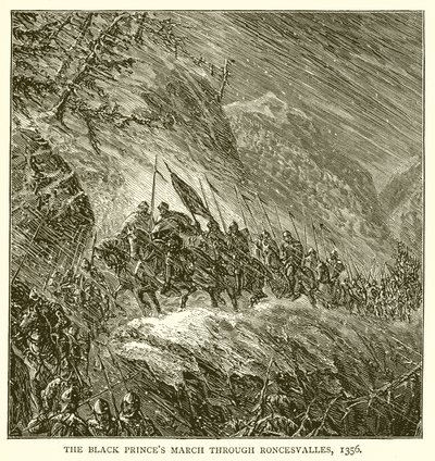 De mars van de Zwarte Prins door Roncesvalles, 1356 door English School
