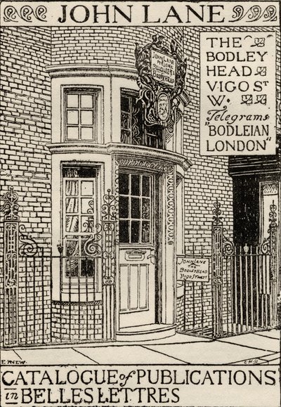 The Bodley Head Publishing House, vooromslag illustratie uit de catalogus van publicaties in Belles Lettres door English School