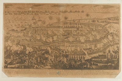 Het Bombardement van Kopenhagen en Overgave van de Deense Vloot, september 1807, uitgegeven door John Fairburn in 1807 door English School
