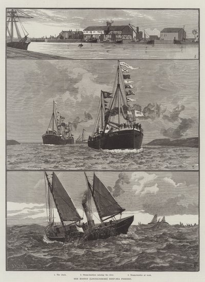 De diepzeevisserij van Boston (Lincolnshire) (gravure) door English School