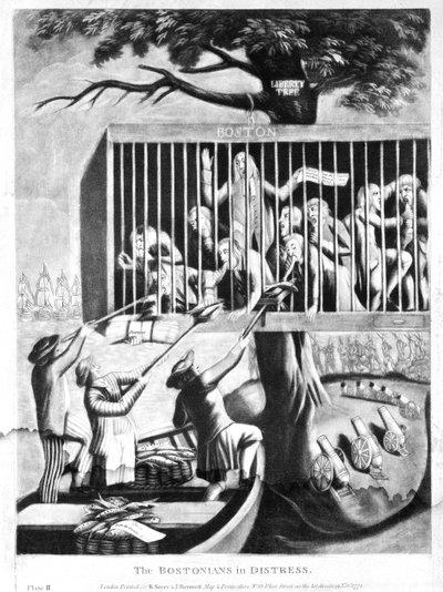 De Bostonianen in nood, 1774 door English School