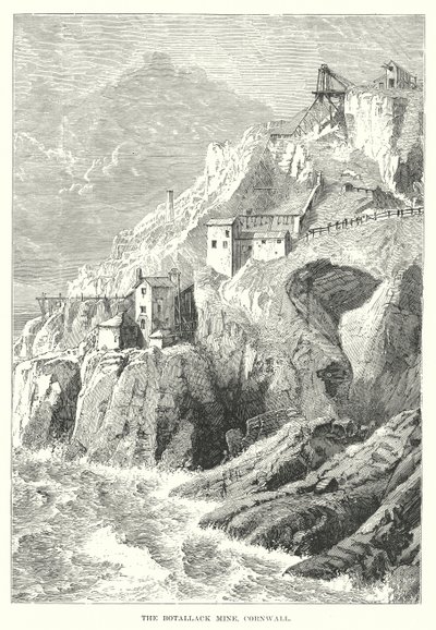 De Botallackmijn, Cornwall (gravure) door English School