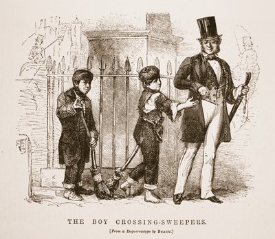 De jongen-oversteekvegers, van de daguerreotypie door Richard Beard, illustratie uit London Labour and London Poor door Henry Mayhew, uitgegeven 1862 door English School