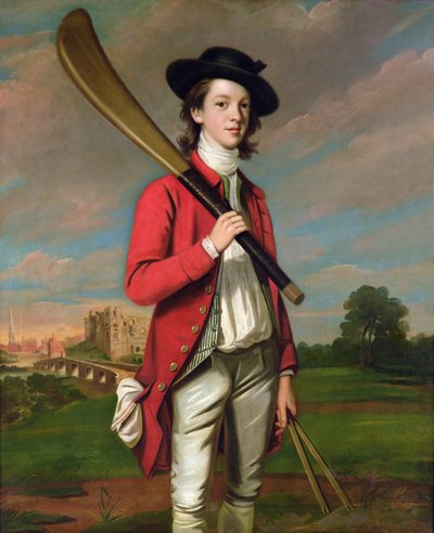 De jongen met een knuppel: Walter Hawkesworth Fawkes, ca. 1760 door English School