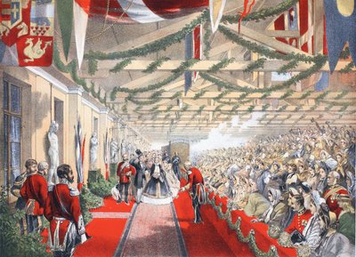 Het Bricklayers Arms Station, 7 maart 1863, uit Een gedenkteken van het huwelijk van Edward VII en Alexandra van Denemarken, uitgegeven 1864 door English School