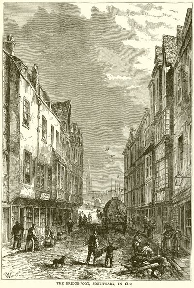 The Bridge-Foot, Southwark, in 1810 door English School