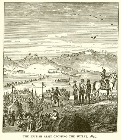 Het Britse leger steekt de Sutlej over, 1845 door English School