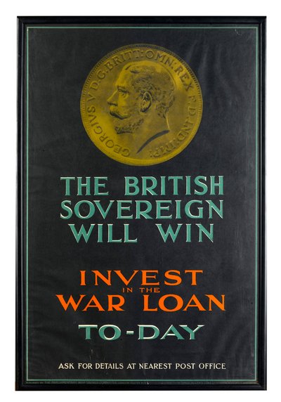 De Britse Soeverein Zal Winnen, WWI oorlogslening poster door English School