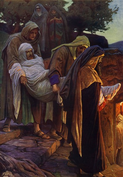 De Begrafenis van Jezus (kleur litho) door English School