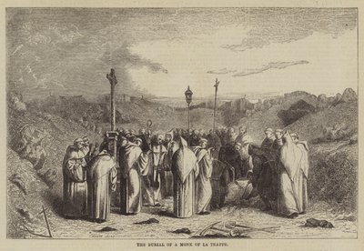 De begrafenis van een monnik van La Trappe (gravure) door English School